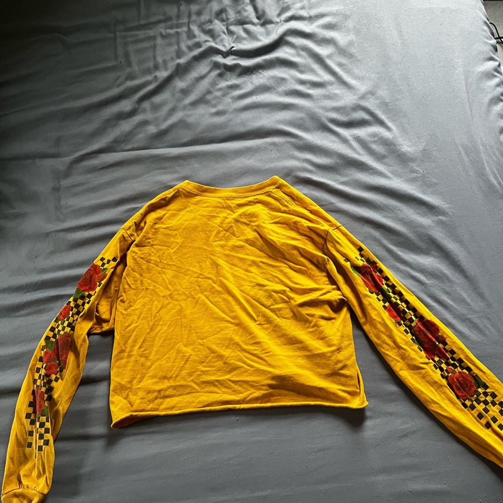 Yellow Long Sleeve Top with Floral Sleeves